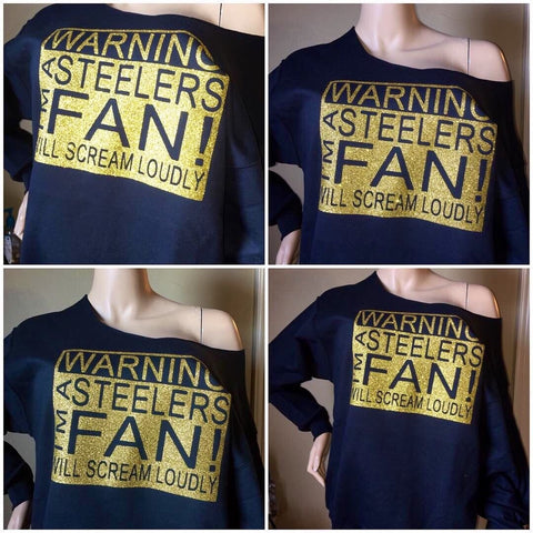 Steelers Fan Off the shoulder sweatshirt | Game Day Sweatshirt | Custom Team Sweatshirt
