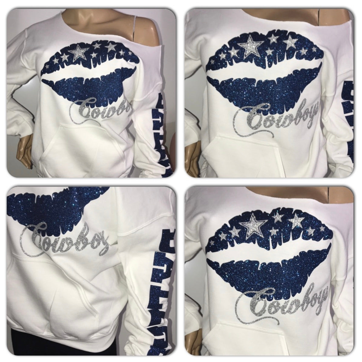 Dallas Lips Off the shoulder Sweatshirt (front only)