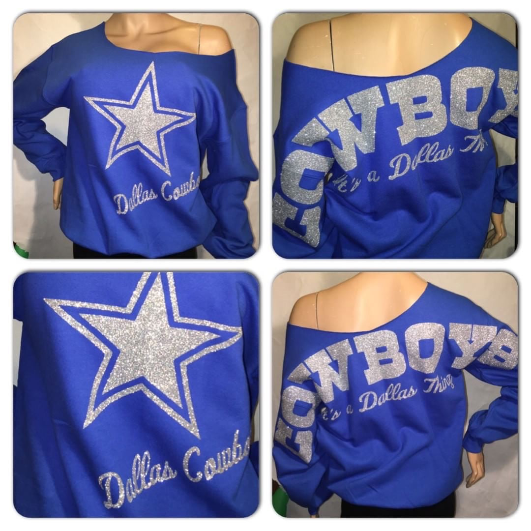 Dallas  Royal Star Oversized Print Sweatshirt ( Front & back)