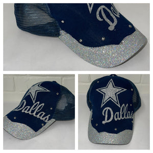 Dallas Navy Glam Glitter trucker hat