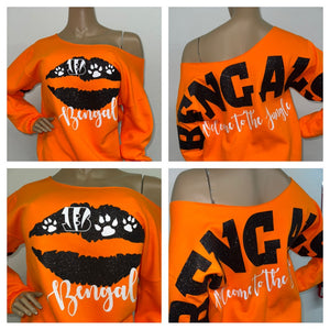 Bengals Lips Oversized Print Sweatshirt ( Front & back)
