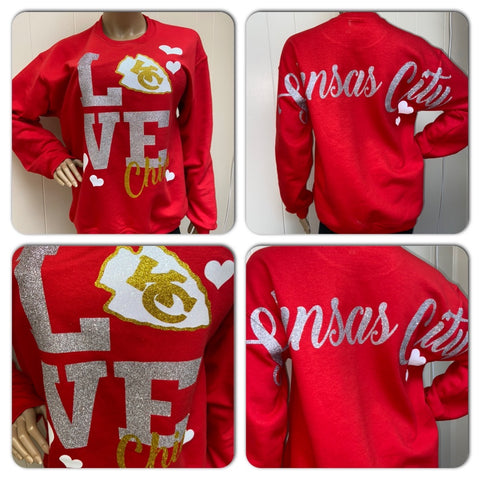 Chiefs LOVE Oversized Print Sweatshirt ( Front & back)