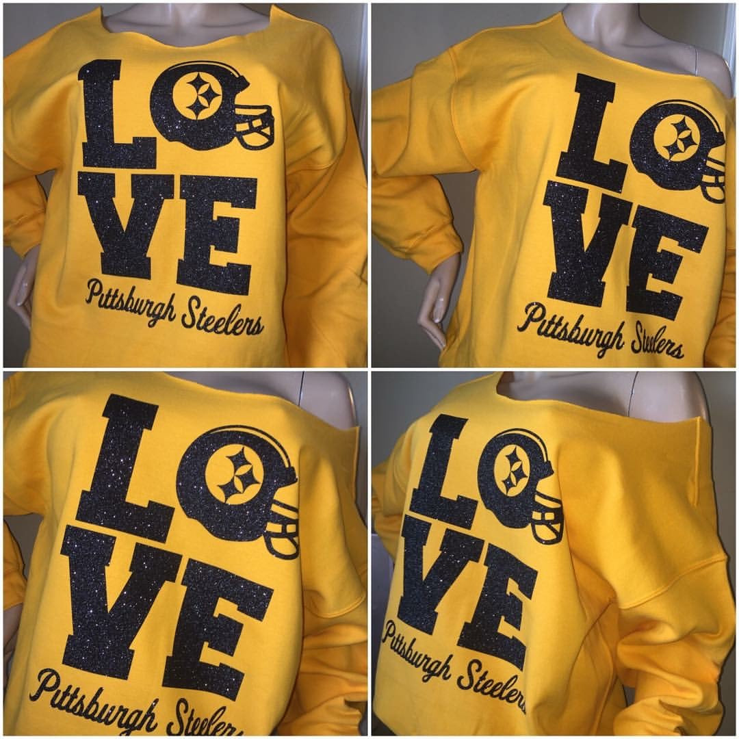 Steelers LOVE Off the shoulder sweatshirt | Game Day Sweatshirt | Custom Team Sweatshirt