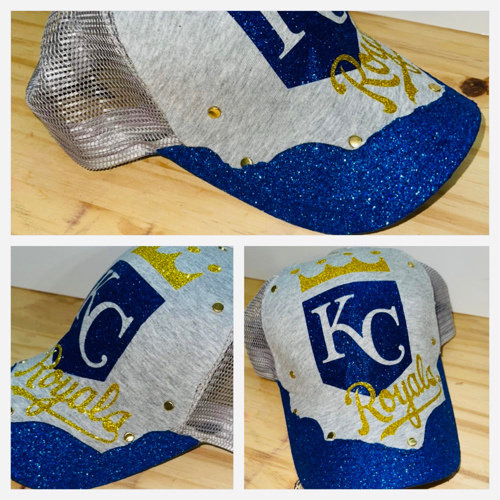 Royals Grey bling trucker hat | Kansas City Royals glam snap back