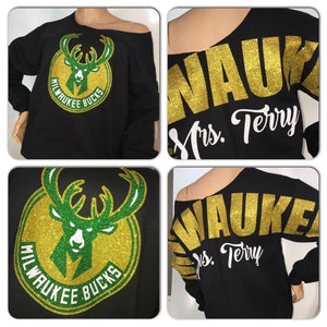 Milwaukee Bucks Oversized Print Sweatshirt ( Front & back)