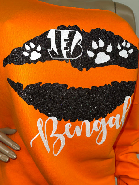 Bengals Lips Oversized Print Sweatshirt ( Front & back)