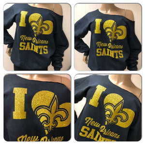 Saints I Heart I Off the Shoulder Sweatshirt