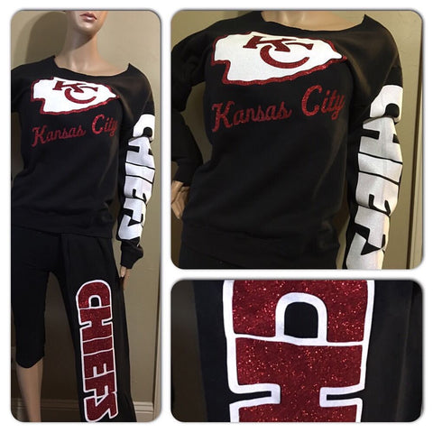 Kansas City Chiefs glitter 2 pc sweatsuit