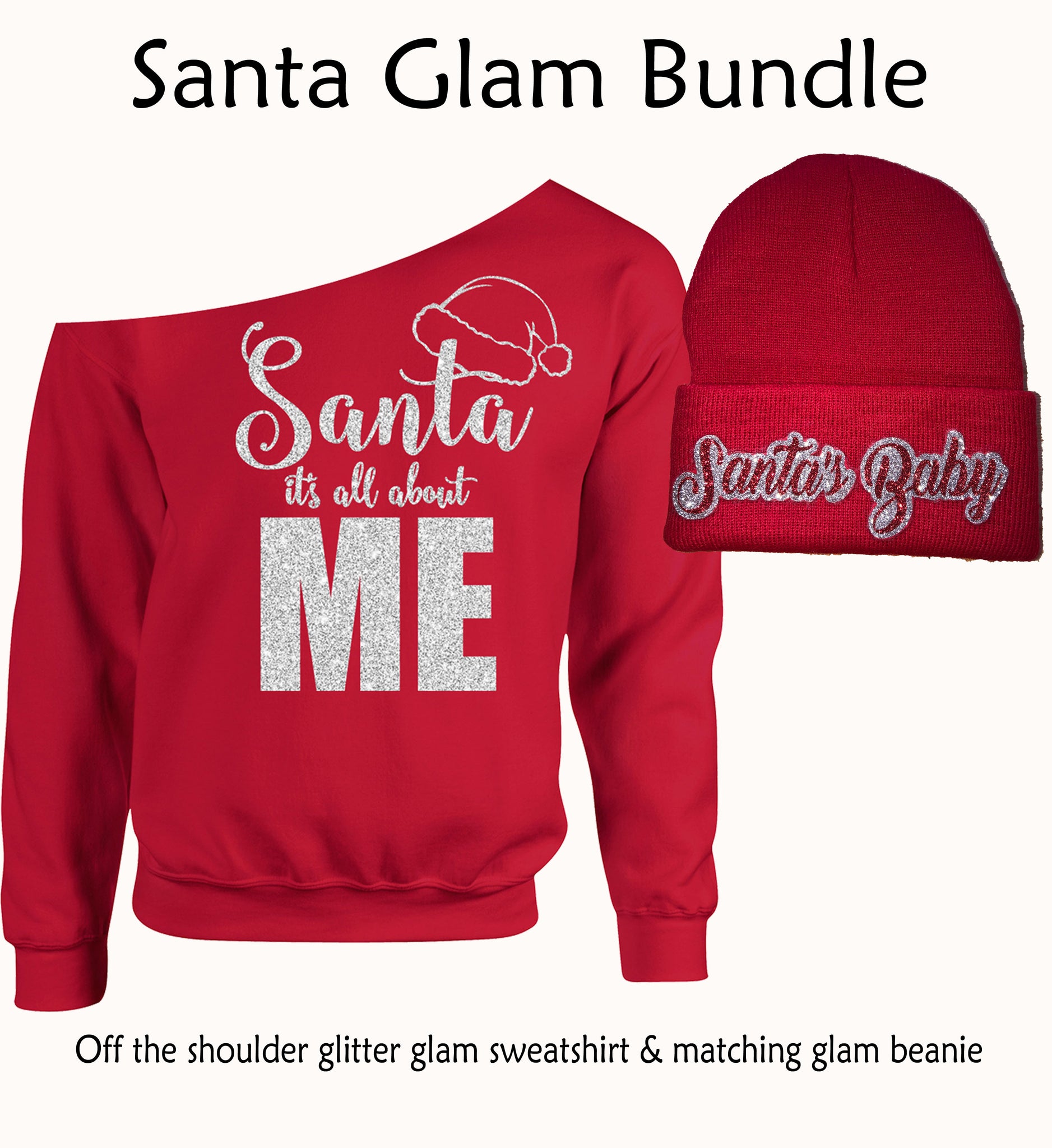 Santa glitter sweatshirt for Christmas holiday cheer. 